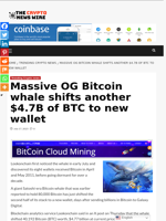 Massive OG Bitcoin whale shifts another $4.7B of BTC to new wallet - The Crypto News Wire