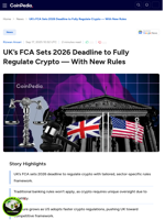 UK’s FCA Sets 2026 Deadline to Fully Regulate Crypto — With New Rules
