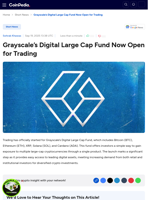 Grayscale’s Digital Large Cap Fund Now Open for Trading