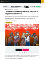 Ten Protocol Exec Argues Long-Term Crypto BuildIing Is Impossible