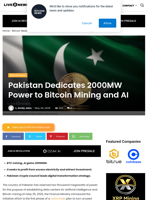 Pakistan Dedicates 2000MW Power to Bitcoin Mining and AI | Live Bitcoin News