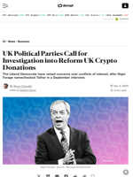 UK Political Parties Call for Investigation into Reform UK Crypto Donations - Decrypt