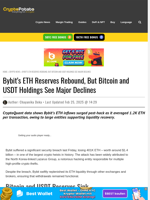 Bybit's ETH Reserves Rebound, But Bitcoin and USDT Holdings See Major Declines