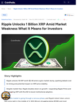 Ripple Unlocks 1 Billion XRP Amid Market Weakness What It Means for Investors