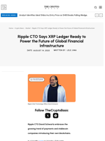 Ripple CTO Says XRP Ledger Ready to Power the Future of Global Financial Infrastructure
