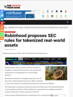 Robinhood proposes SEC rules for tokenized real-world assets - The Crypto News Wire