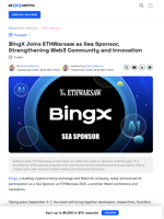 BingX Joins ETHWarsaw as Sea Sponsor, Strengthening Web3 Community and Innovation