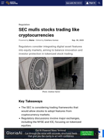 SEC mulls stocks trading like cryptocurrencies