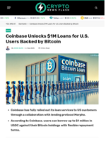 Coinbase Unlocks $1M Loans for U.S. Users Backed by Bitcoin