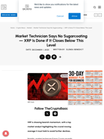 Market Technician Says No Sugarcoating — XRP Is Done if It Closes Below This Level