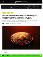 Bitcoin Prepares for October Rally as September Crash Strikes Again - CoinCentral