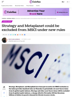 Strategy and Metaplanet could be excluded from MSCI under new rules - Coinfea
