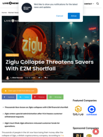Ziglu Collapse Threatens Savers With £2M Shortfall | Live Bitcoin News