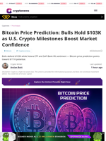 Bitcoin Price Prediction: Bulls Hold $103K as U.S. Crypto Milestones Boost Market Confidence