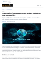 Injective  (INJ)launches onchain options for indices and commodities - Blockchain.News