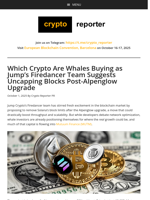 Which Crypto Are Whales Buying as Jump’s Firedancer Team Suggests Uncapping Blocks Post-Alpenglow Upgrade