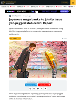 Japan’s Mega Banks to Jointly Issue Yen-Pegged Stablecoin