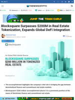 Blocksquare Surpasses $200M in Real Estate Tokenization, Expands Global DeFi Integration - TheNewsCrypto