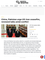 China, Pakistan urge US-Iran ceasefire, renewed talks amid conflict