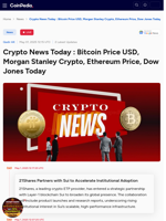 Crypto News Today : Bitcoin Price USD, Morgan Stanley Crypto, Ethereum Price, Dow Jones Today