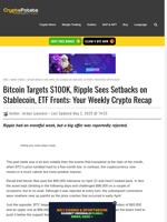 Bitcoin Targets $100K, Ripple Sees Setbacks on Stablecoin, ETF Fronts: Your Weekly Crypto Recap