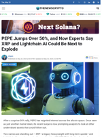 PEPE Jumps Over 50%, and Now Experts Say XRP and Lightchain AI Could Be Next to Explode