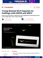 Trump-Backed WLFI Expands Its Holdings with MOVE and WBTC | Coinspeaker