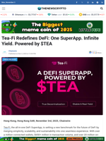 Tea-Fi Redefines DeFi: One SuperApp. Infinite Yield. Powered by $TEA - TheNewsCrypto
