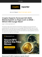 Crypto Experts Forecast Q3 2025: BlockchainFX vs Pepe Coin vs BNB - Which Will Surge Next?