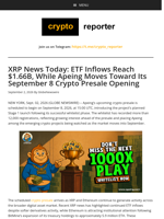 XRP News Today: ETF Inflows Reach $1.66B, While Apeing Moves Toward Its September 8 Crypto Presale Opening