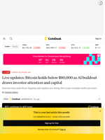 Live updates: Bitcoin holds below $80,000 as AI buildout draws more capital