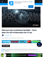 Ethereum Gains Institutional Spotlight - Here’s What The CEO Of Etherealize Has To Say | Bitcoinist.com
