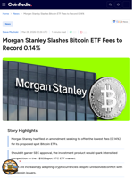 Morgan Stanley Slashes Bitcoin ETF Fees to Record 0.14%