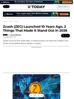 Zcash (ZEC) Launched 10 Years Ago, 2 Things That Made It Stand Out in 2026 - U.Today