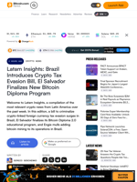 Latam Insights: Brazil Introduces Crypto Tax Evasion Bill, El Salvador Finalizes New Bitcoin Diploma Program – Crypto News Bitcoin News