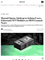 Monad Opens Airdrop to Solana Users, Ethereum NFT Holders as MON Launch Nears - Decrypt