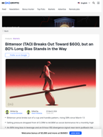 Bittensor Price Breaks Out But 80% Long Leverage Risks $600