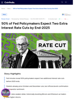 50% of Fed Policymakers Expect Two Extra Interest Rate Cuts by End-2025