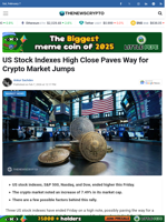 US Stock Indexes High Close Paves Way for Crypto Market Jumps - TheNewsCrypto