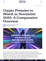 Crypto Presales to Watch in November 2025: A Comparative Overview