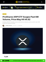 ProShares XRP ETF Surges Past 6M Volume, Price May Hit $6.82 - CoinCentral