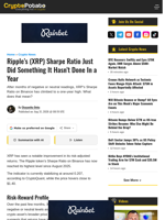 Ripple's (XRP) Sharpe Ratio Just Did Something It Hasn't Done In a Year