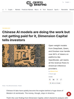 Chinese AI models are doing the work but not getting paid for it, Dimension Capital tells investors