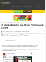 US Inflation Surged in June, Bitcoin Price Rebounds to $117K