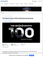 The BeInCrypto 100 Institutional Awards
