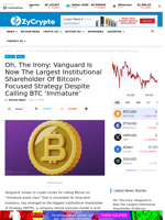 Oh, The Irony: Vanguard Is Now The Largest Institutional Shareholder Of Bitcoin-Focused Strategy Despite Calling BTC ‘Immature’ ⋆ ZyCrypto
