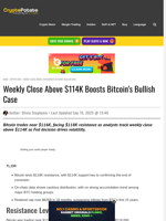 Weekly Close Above $114K Boosts Bitcoin’s Bullish Case