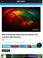 Bitcoin Mood Back In Extreme Fear Just Days After Recovery