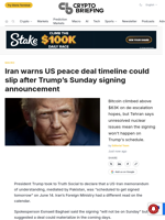 Iran warns US peace deal timeline could slip after Trump's Sunday signing announcement