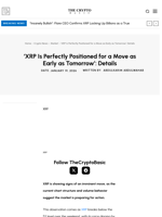 ‘XRP Is Perfectly Positioned for a Move as Early as Tomorrow’: Details